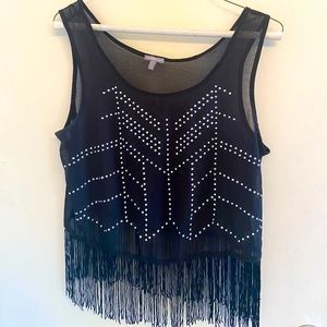 Black Crop Top with Diamonds